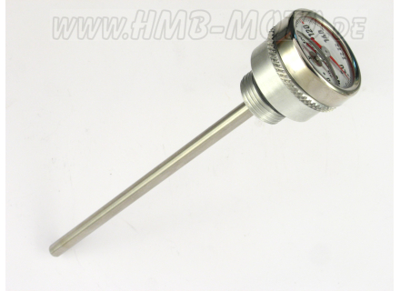 Ölmessstab, lange Version mit Thermometer, weisses Zifferblatt