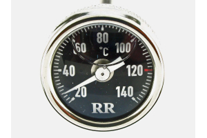 Ölmessstab, lange Version mit Thermometer, schwarzes Zifferblatt