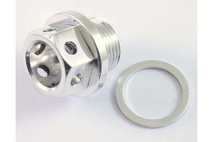 Screw plug, oil filler/drain hole. CNC Aluminium drilled, most models