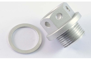 Screw plug, oil filler/drain hole. CNC Aluminium drilled, most models