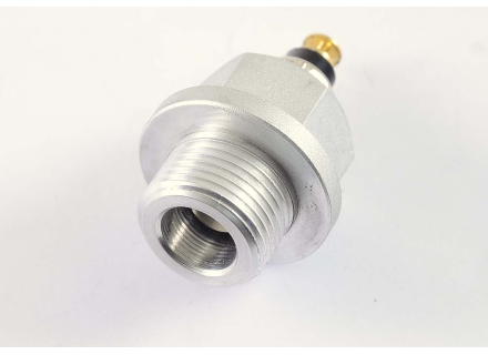 Screw plug, oil filler/drain hole. CNC Aluminium, with thread for temperature sensor.