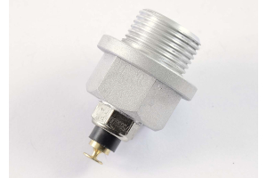Screw plug, oil filler/drain hole. CNC Aluminium, with thread for temperature sensor.