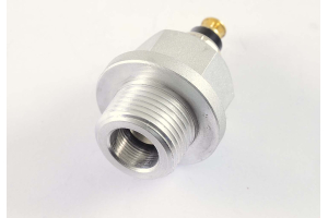 Screw plug, oil filler/drain hole. CNC Aluminium, with thread for temperature sensor.